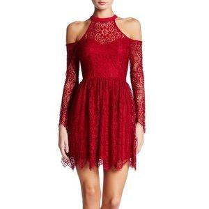 cold shoulder lace dress
